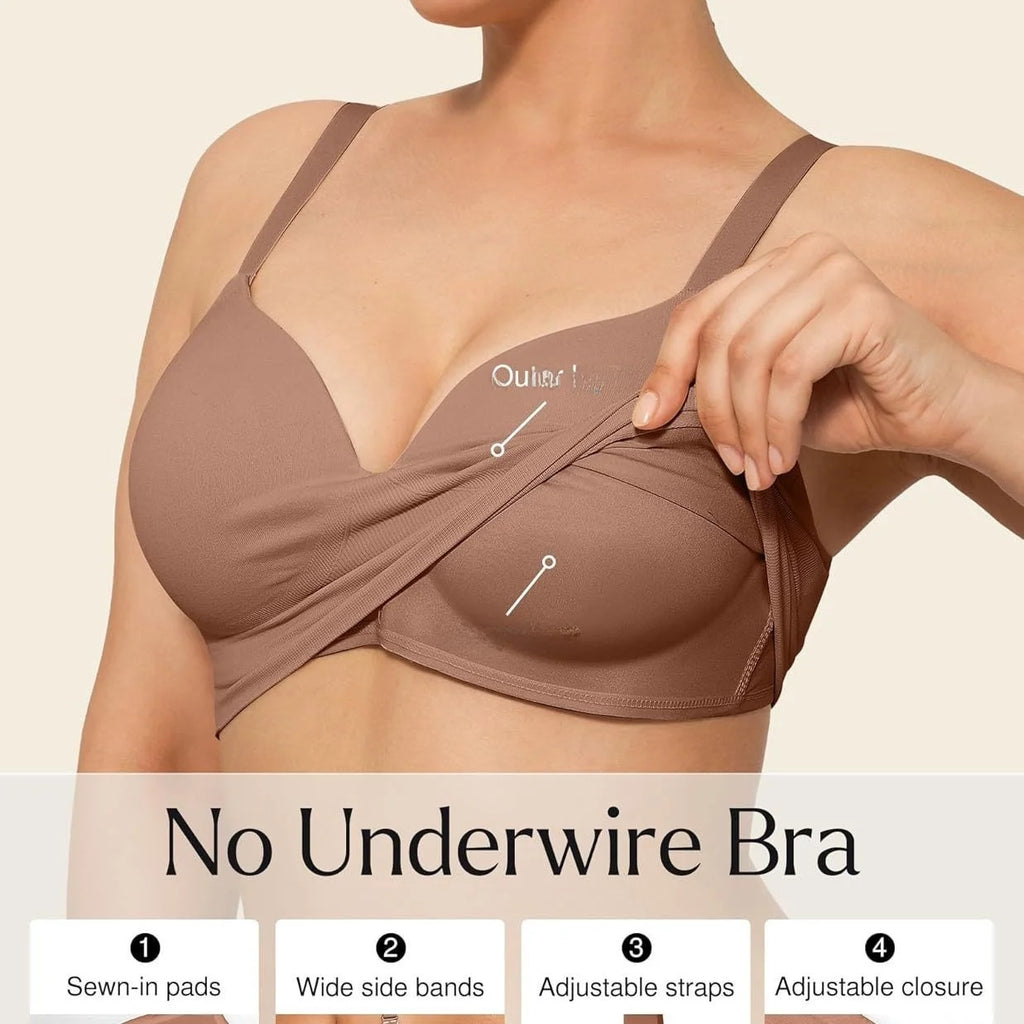 Women's Bra Wireless Support Gathering Bra Large Size T-shirt Style Ice Silk Traditional Type Nylon Cotton 3/4 Cup Soft Steel...